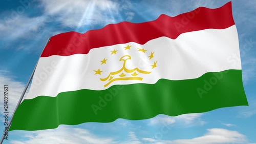 Tajikistan Flag Seamless Loop 4k 60fps on Sky Background