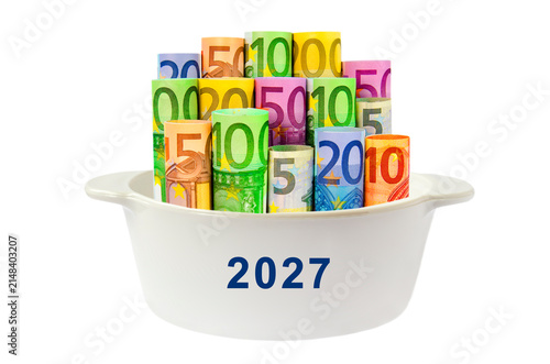 2027, Geld, Geldtopf, freigestellt