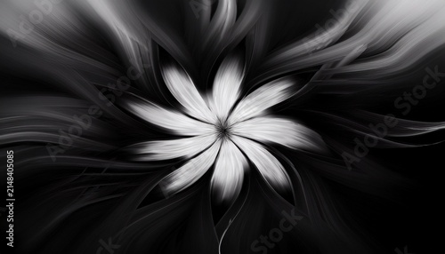 A Black And White Flower With A White Center