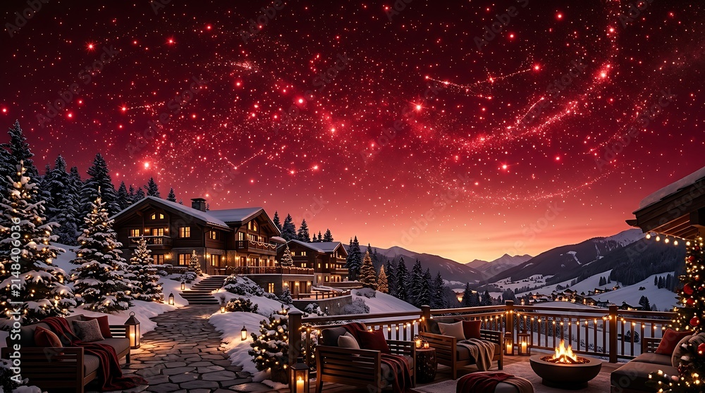 Obraz premium Christmas Tree in a City at Night with Festive Lights, Urban Skyline, Illuminated Buildings, River and Bridge Under a Magical Winter Sky