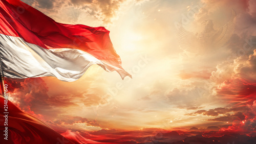 Indonesian Independence Day Celebration Background with Red and White National Theme