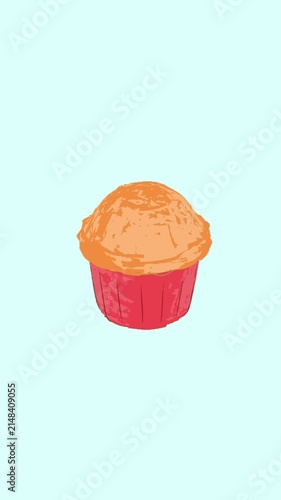 3D Cute Muffin Illustration Animated Loop with Transparent Background