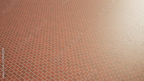 Concept or conceptual vintage or grungy brown background of brick texture floor as a retro pattern layout. A 3d illustration for construction, architecture, urban and interior design