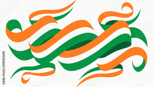 Indian flag ribbon isolated on transparent background
