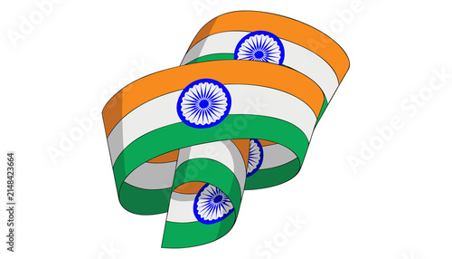 Indian flag ribbon isolated on transparent background

