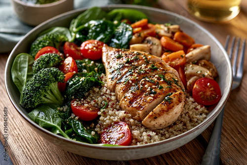 High-fiber balanced meal supporting blood glucose management and healthy nutrition for diabetes and insulin resistance.
