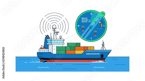 Container Ship Navigation System Illustration