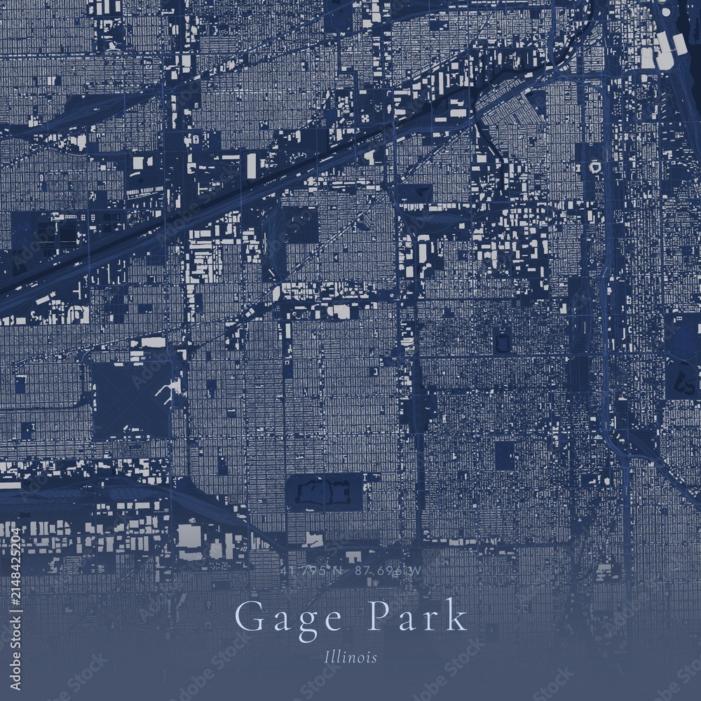 Obraz premium Blueprint Map of Gage Park, United States | Architectural Line Art Poster