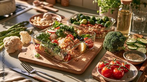 Modern kitchen promoting healthy eating habits, balanced meals and blood sugar management for diabetes and insulin resistance.