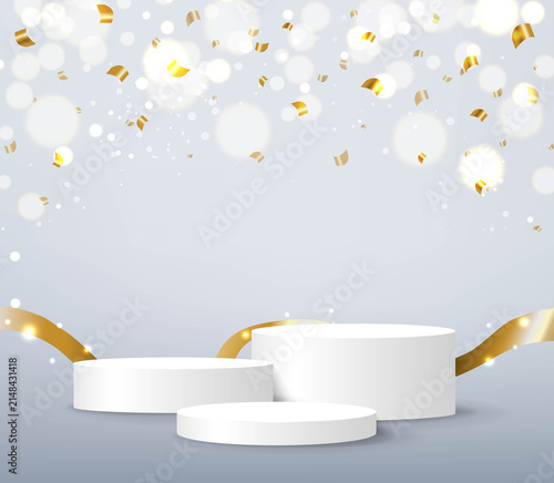 Realistic Podium And Grey Background