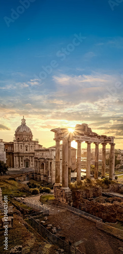 Photography Roman Forum Ruins at Sunset.