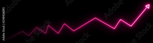 Neon business growth arrow animation. abstract business down to up arrow animation.   Growing business graph symbol .On black background.