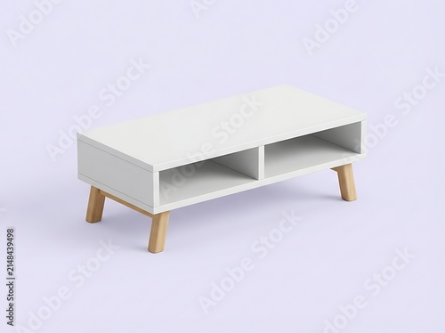 Modern White Wooden Coffee Table with Storage Shelf Minimalist Home