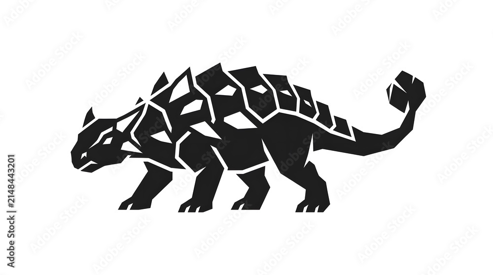 Fototapeta premium Stylized ankylosaurus dinosaur silhouette icon in a modern geometric graphic design