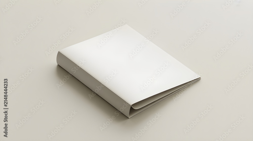 Fototapeta premium Closed blank book mockup with soft shadows on a neutral beige background