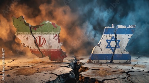 Geopolitical Conflict Concept Between Iran and Israel with Maps