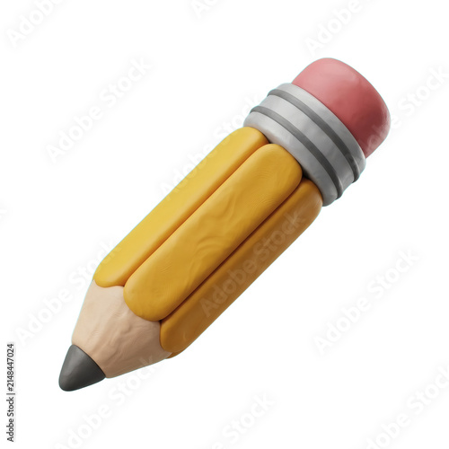 Handcrafted clay pencil on gray background
