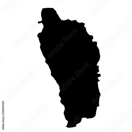 Cuadro en lienzo black silhouette map of dominica isolated on a transparent background