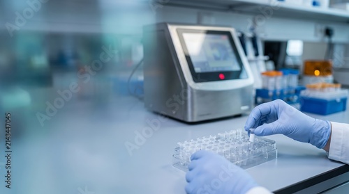 Scientist handling test tubes in modern research laboratory