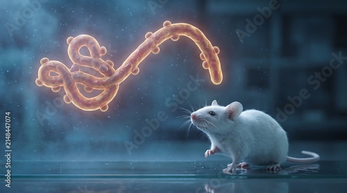 Laboratory Mouse with Glowing Ebola Virus Model for Medical Research