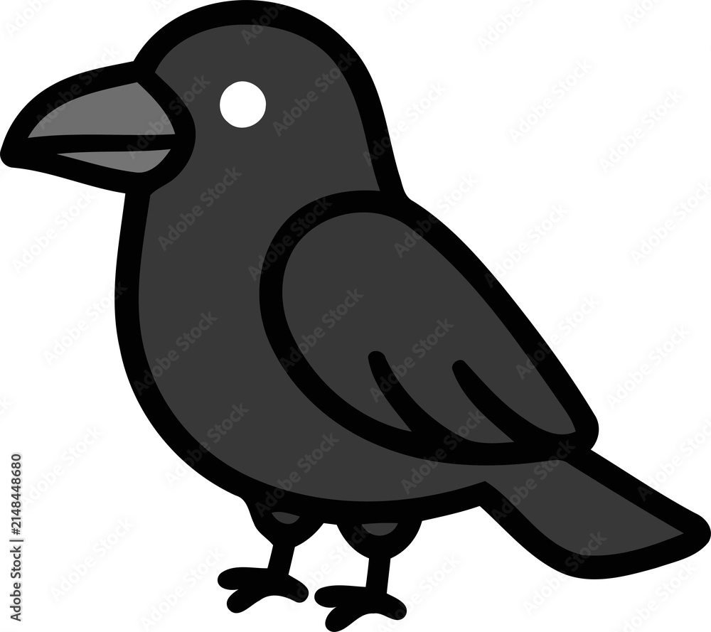 Naklejka premium Cute black crow bird cartoon illustration isolated on transparent background