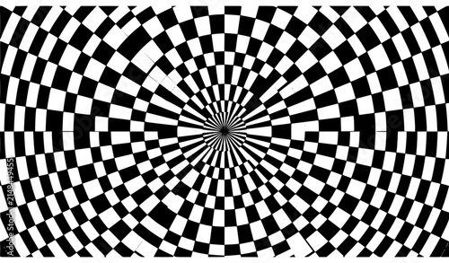 Bild auf Leinwand Abstract Op Art Optical Illusion Vector Background Featuring Black and White Che