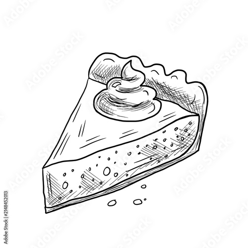 Bild auf Leinwand Hand drawn slice of pie with whipped cream