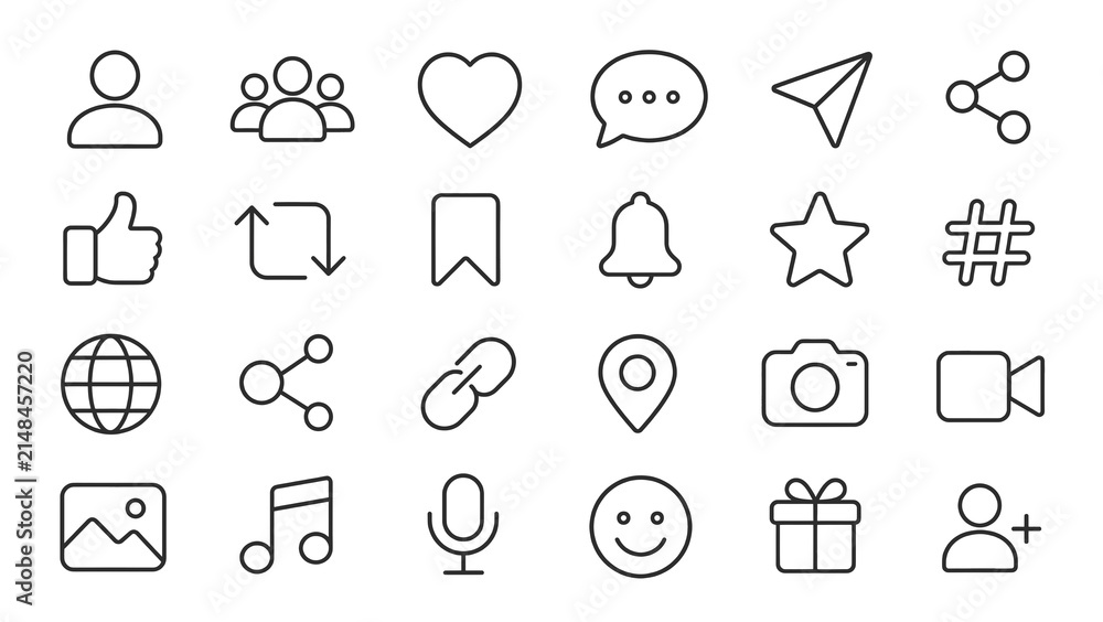 Fototapeta premium Collection of various social media and communication icons for digital design projects