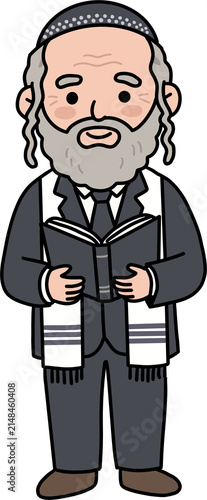 Fotografía Cute senior man holding a book academic character vector illustration