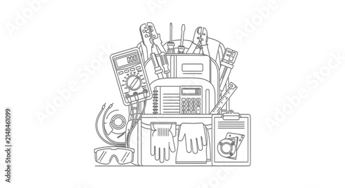 Technical Service Toolkit with Multimeter and Engineering Gear