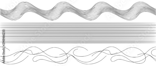 Abstract line art patterns: wavy, linear, and organic shapes on transparent background
