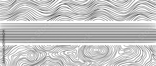 Abstract Line Art Patterns: Waves, Stripes, Topography - Isolated