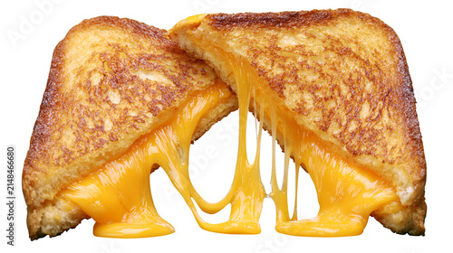 Foto Golden brown toasted bread sandwich with melted gooey cheese, isolated on transp