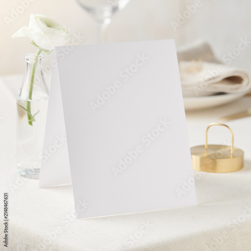 Blank wedding place card with elegant floral decor