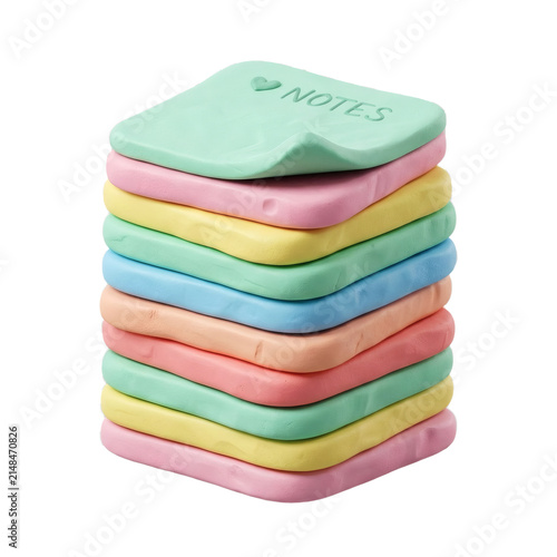 Stack of colorful clay sticky notes with heart icon