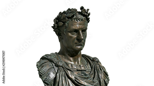 Fotografie Bronze bust of Roman emperor Augustus wearing laurel wreath, isolated on transpa