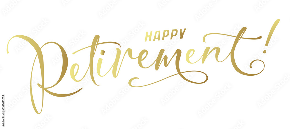 Naklejka premium Happy Retirement, hand drawn calligraphy lettering design. Modern handwritten brush text. PNG 
