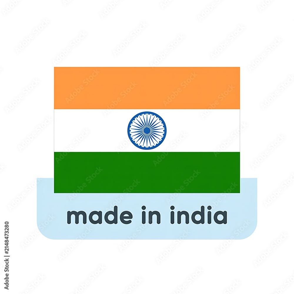 Obraz premium Made in india label with national flag symbol