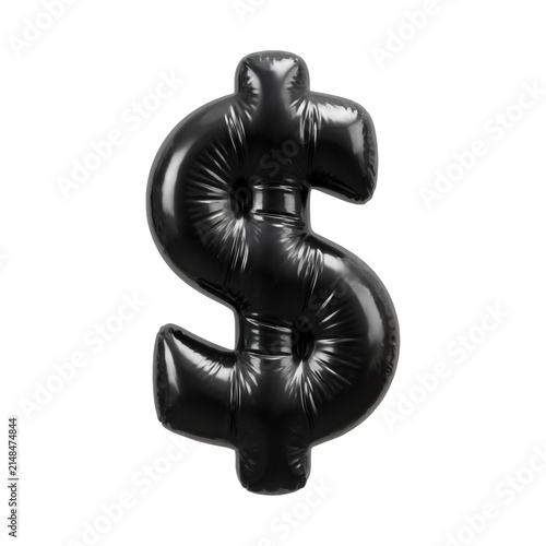 Trash bag dollar currency sign - polyethylene bin liner business symbol isolated on white. Perfect alphabet for creative illustrations related to Ecology, recycling, garbage.