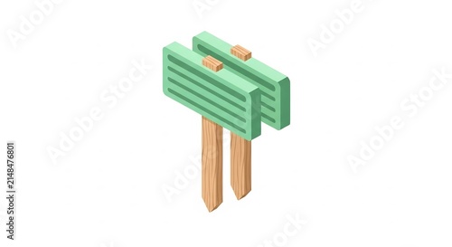 Garden plant markers made of wood in isometric perspective