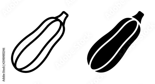 Zucchini Vector Icons, Outline and Solid Fill, Fresh Vegetable Graphics for Healthy Eating and Cooking