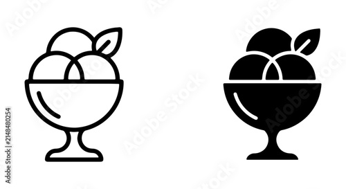 Ice Cream Sundae Icons, Sweet Dessert Vector Graphics, Frozen Treat Symbols, Food & Beverage Clip Art