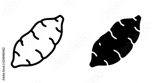 Sweet Potato Icons, Root Vegetable Vector Graphics, Healthy Food Outline & Silhouette