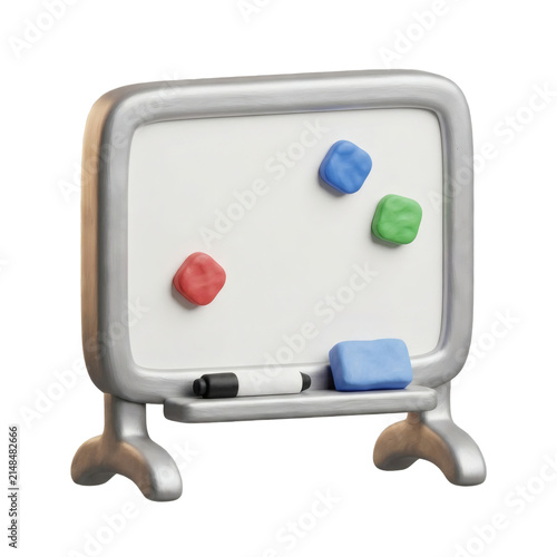 Clay whiteboard with magnets and eraser