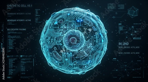 Futuristic synthetic biological cell with digital circuitry and holographic interface for advanced metamaterial DNA research