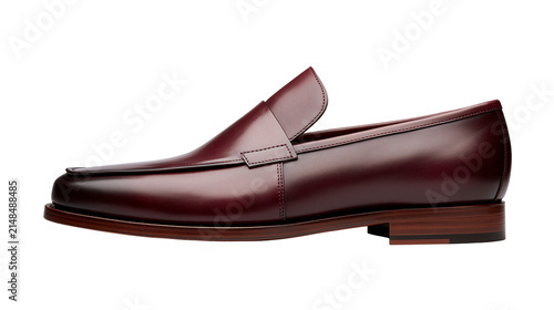 Bild auf Leinwand Elegant burgundy leather loafer shoe with a sleek design, isolated on transparen