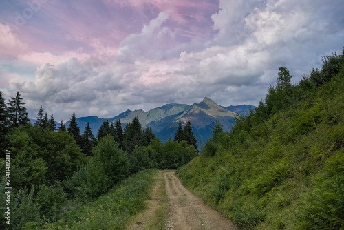Les Gets in France, beautiful landscape of the mountains in summer, Haute-Savoie
