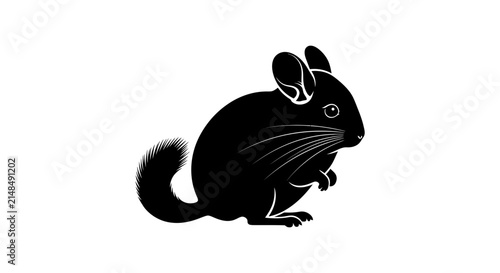 Canvastavla Chinchilla animal silhouette against a white background a dark colored graphic o