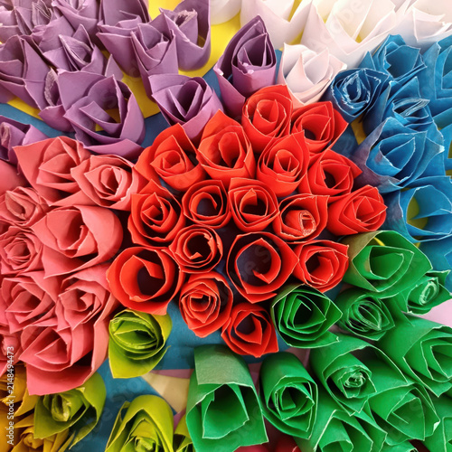 фотографія Vibrant abstract of colorful tangled ribbons, swirls, and curls in bright shades