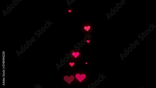 Floating Heart Particles Animation with Romantic Love Trail and Alpha Channel 4K
